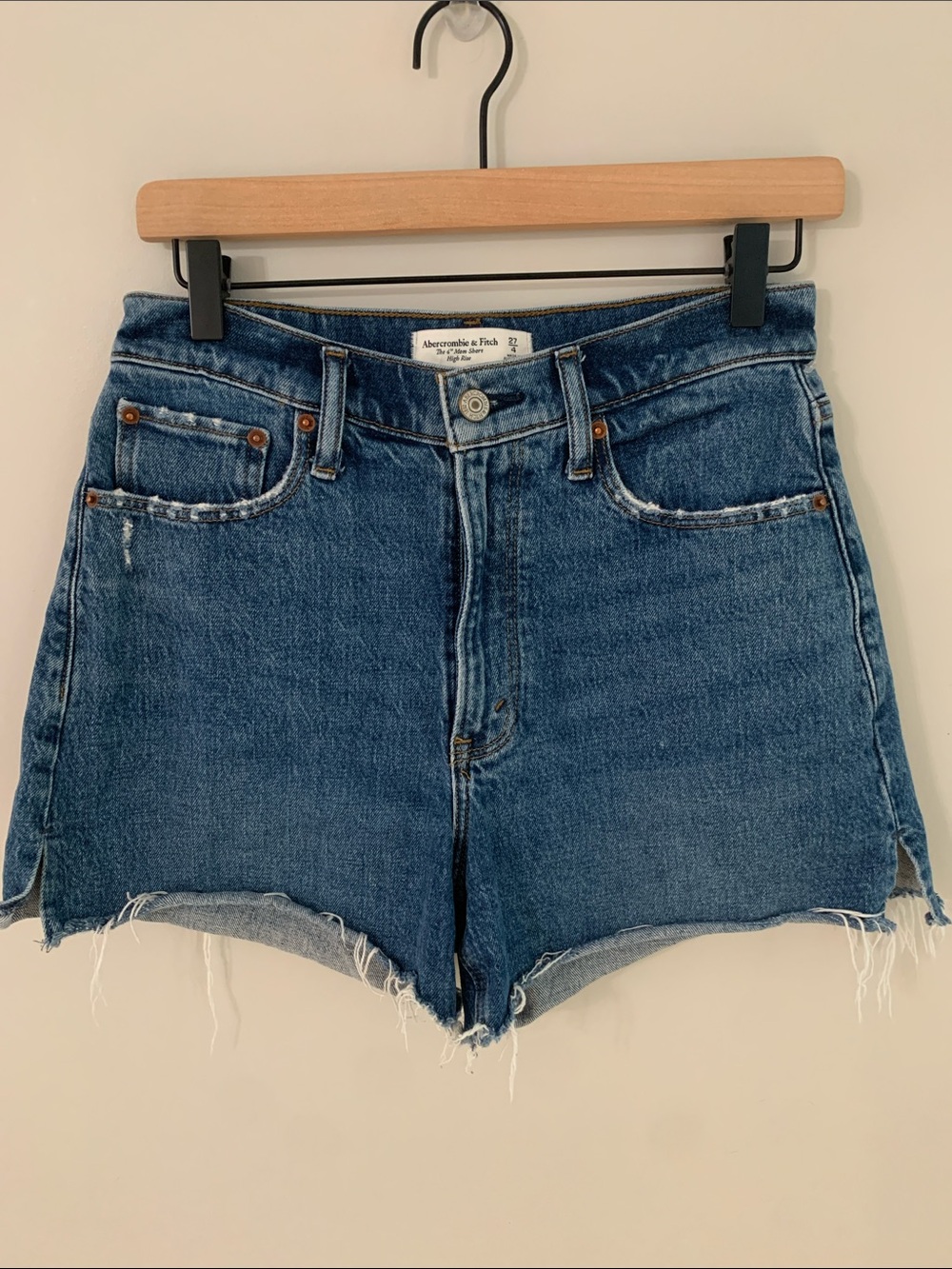 Abercrombie & Fitch Dark Blue Denim Cutoff Jean Shorts